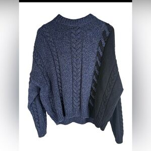 Maison Kitsune Paris Cable Knit Color Block Wool Cashmere Blend Sweater XS